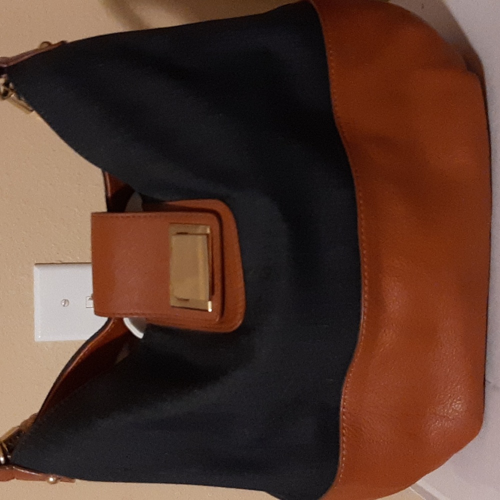 TALBOTS Denim/Leather Handbag